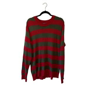 Hot Topic L Freddy Krueger Damon’s long sleeve t-shirt stripe red green knit rib